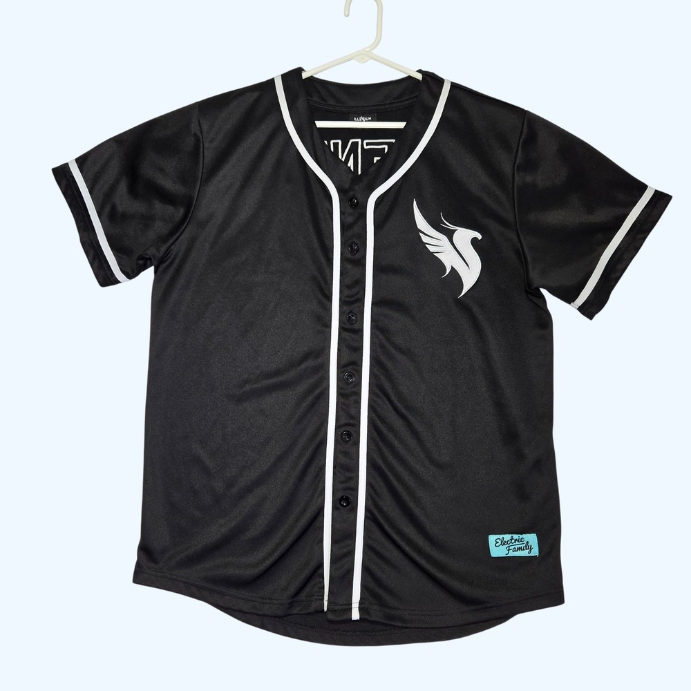 Illenium Electric Family Baseball Jersey Black White Phoenix Logo Large EDM READ